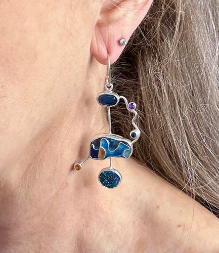 Asymmetrical Galaxy Earrings | Laura Stamper Design