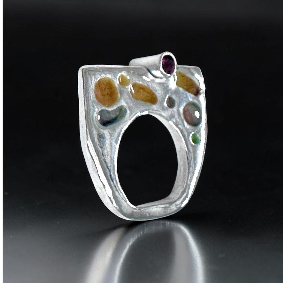 Thumbnail: Aurora Borealis Plique-à-Jour Statement Ring #2