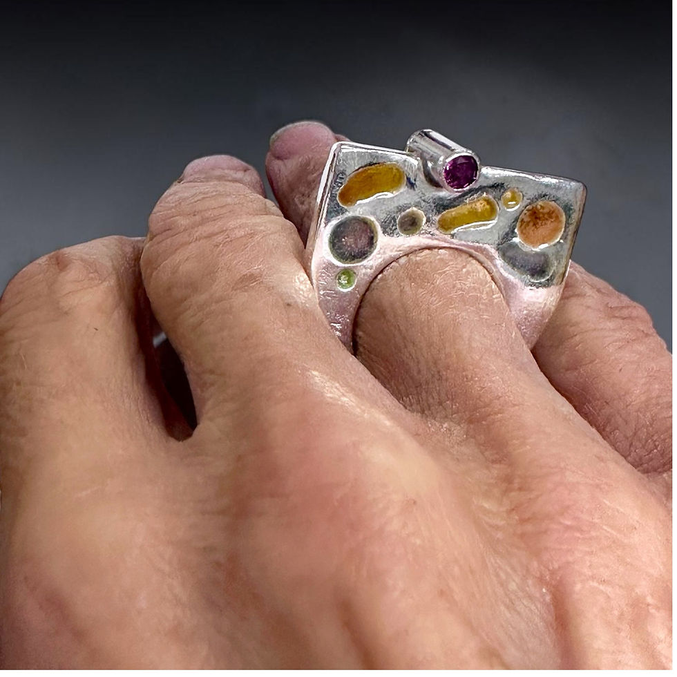Thumbnail: Aurora Borealis Plique-à-Jour Statement Ring #2