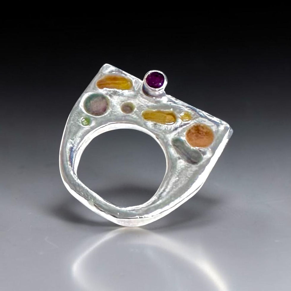 Thumbnail: Aurora Borealis Plique-à-Jour Statement Ring #2
