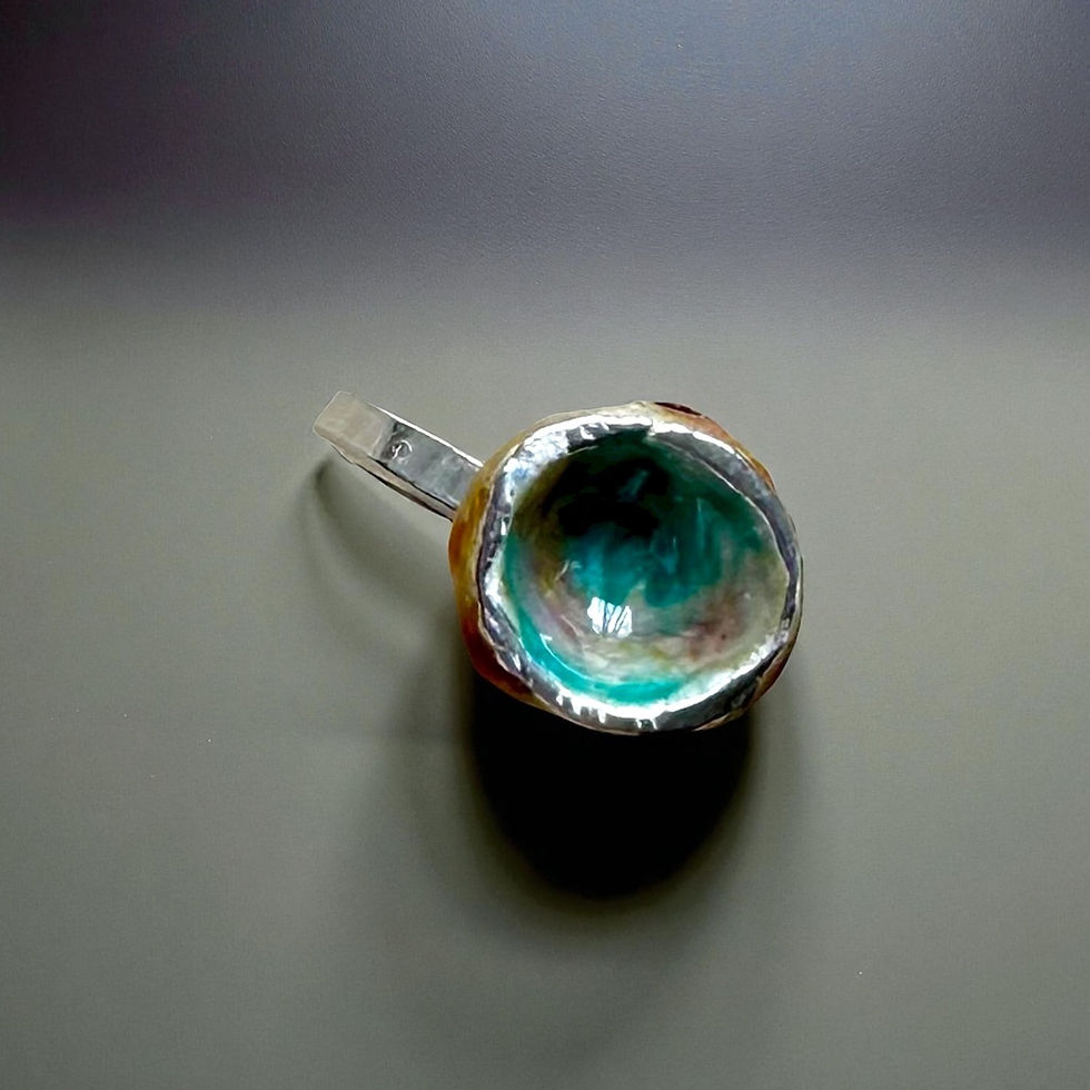 Thumbnail: Enameled  Sea Anemone Stacking Ring Size 6