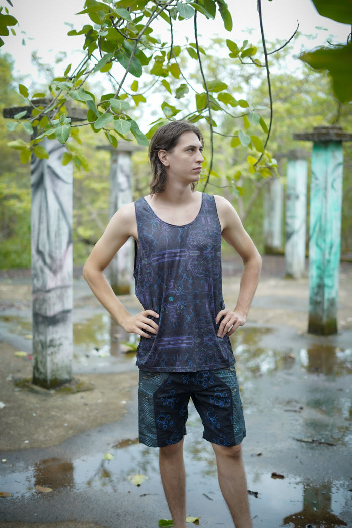 Straight front view of art wear tank tee