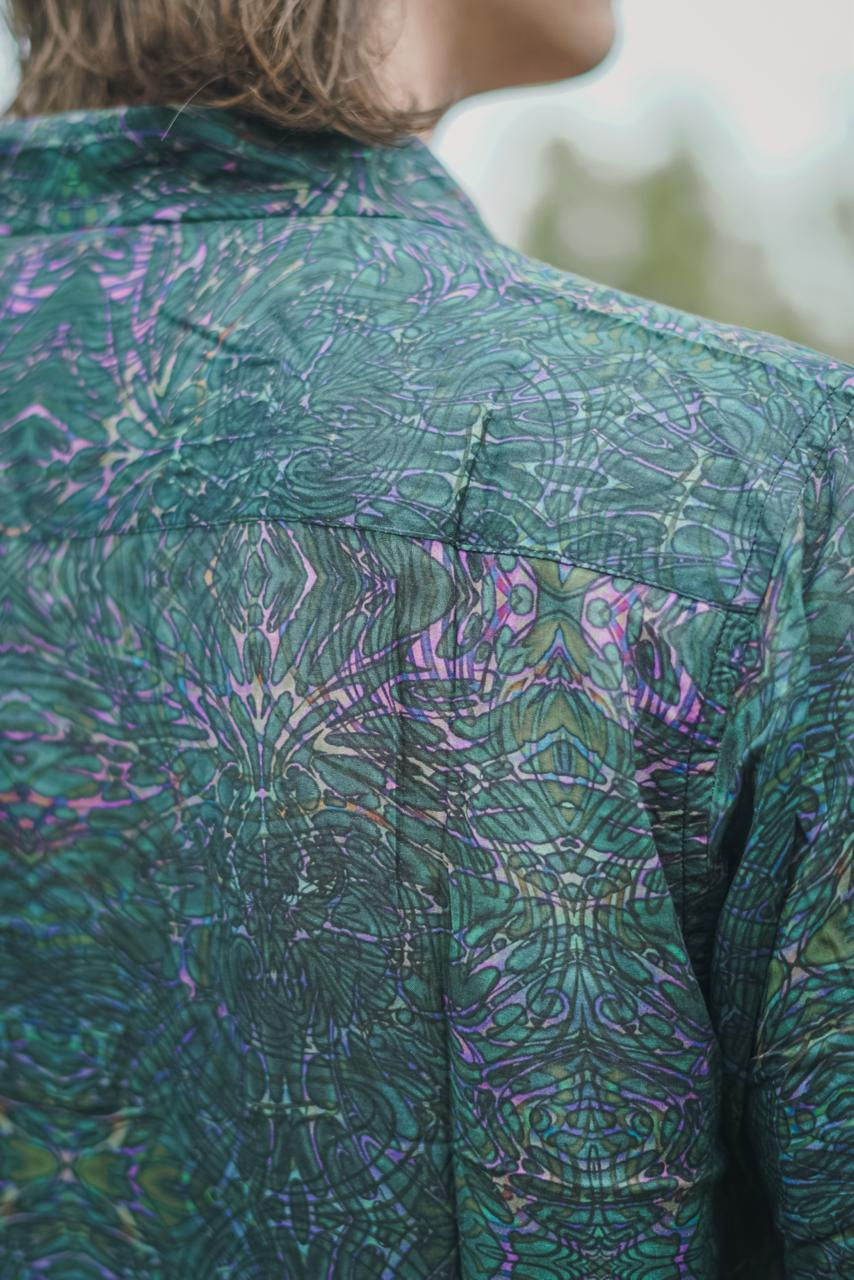Thumbnail: Close up view of the art on the bamboo shirt