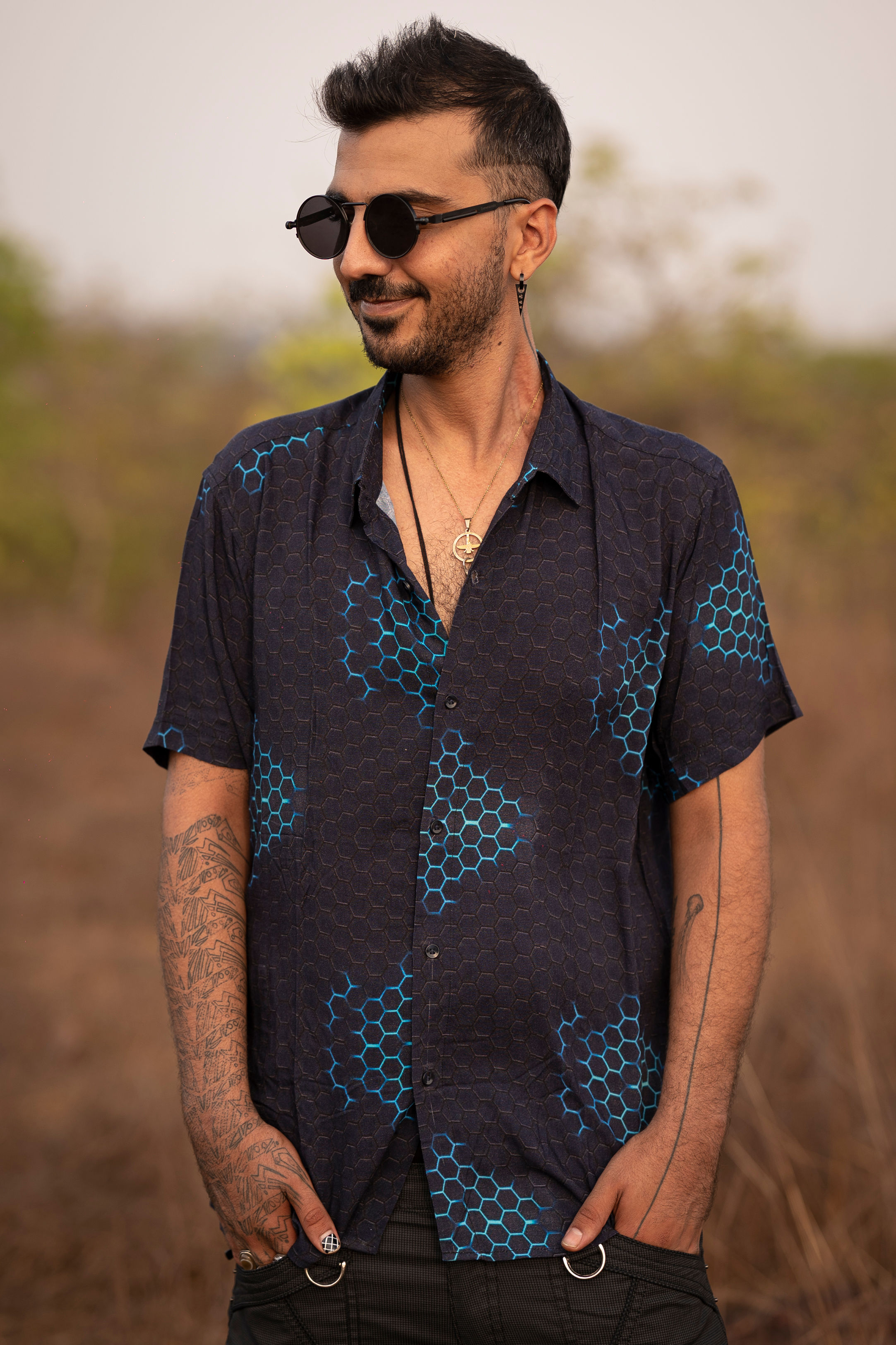 Mayan Molecules- Viscose Short Sleeve Digital Printed Shirts