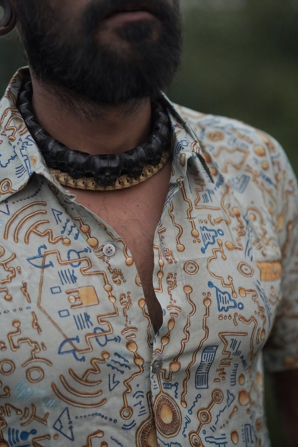 Close up view of the art on bamboo shirt