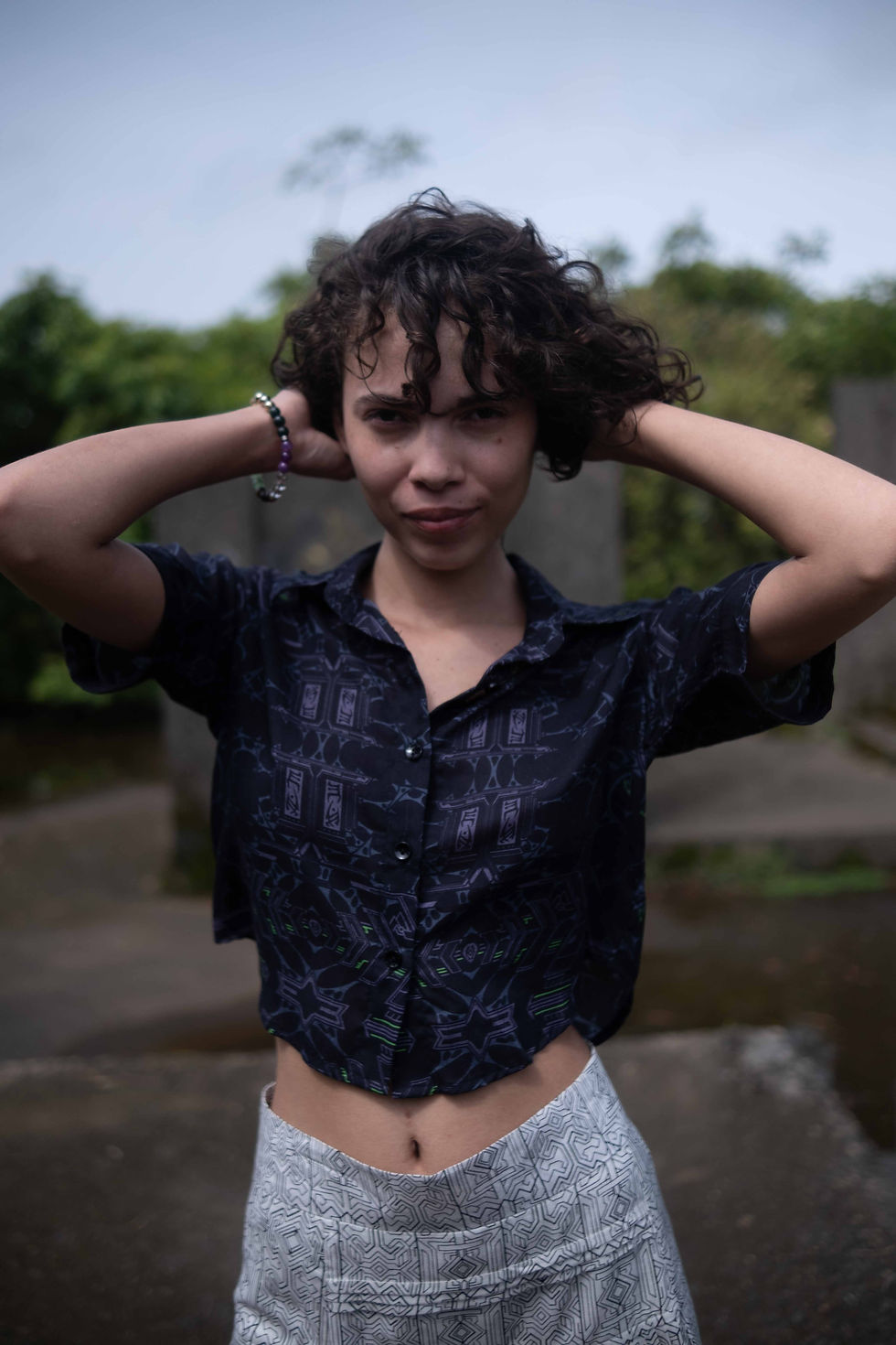 Thumbnail: Women wearing the bamboo crop shirt