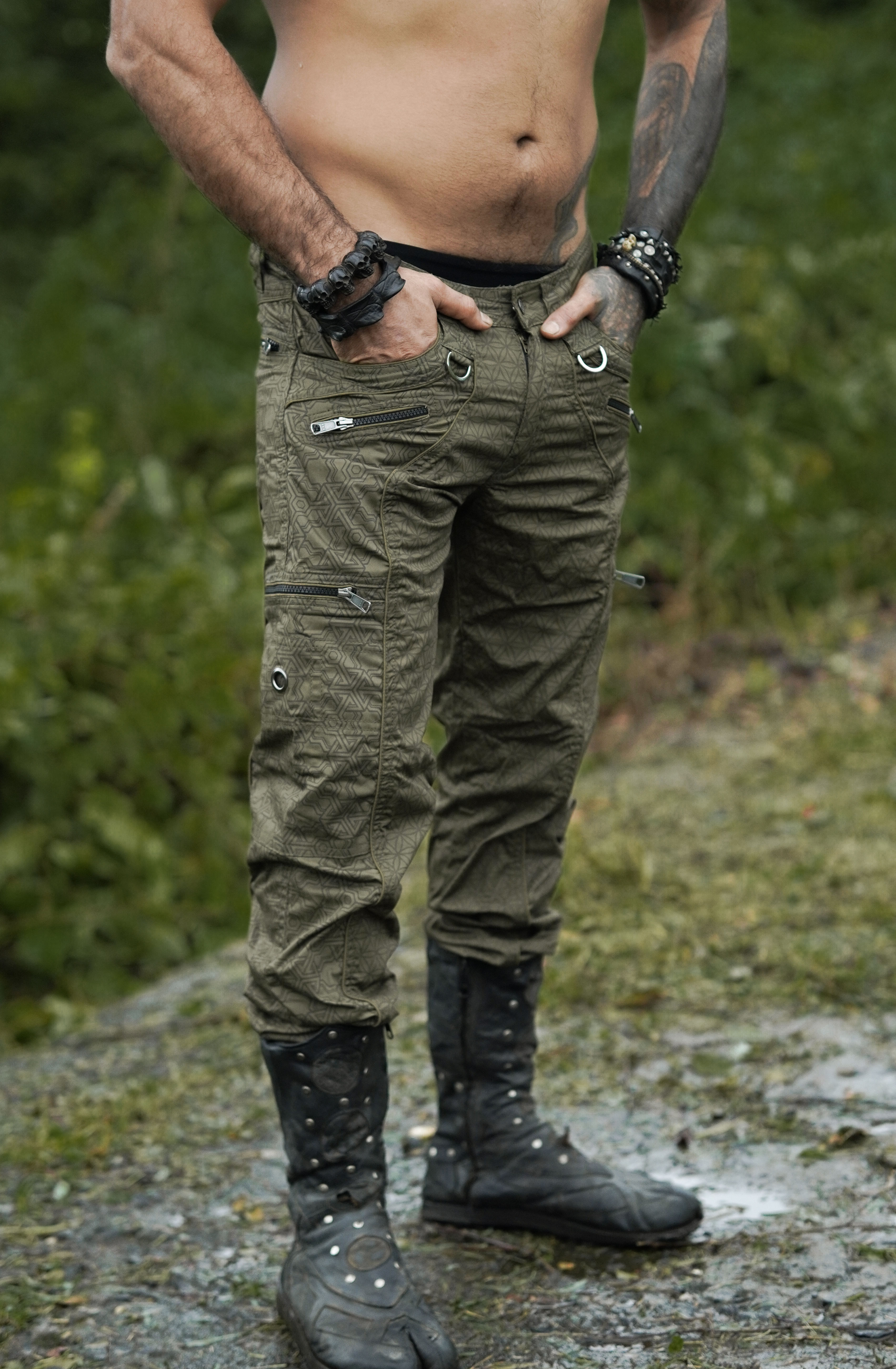 Pythagoras FOL - Khaki NY Pants | Geometric Art Pattern Print Pants