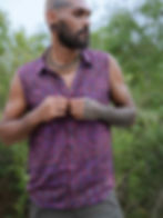 Straight front view of Psychedelic Art Wear Sleeveless Bamboo Shirt