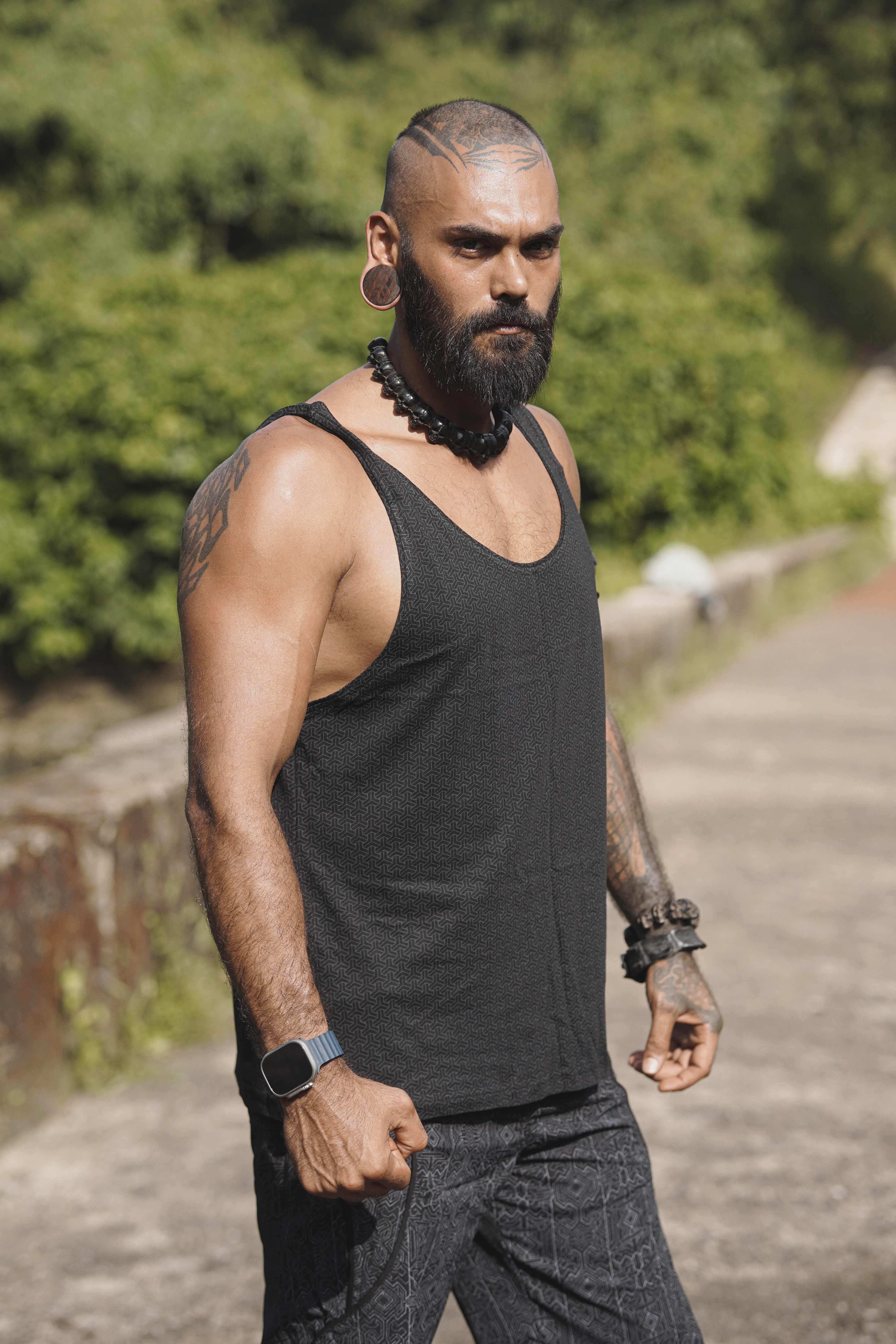 Black tank top side view