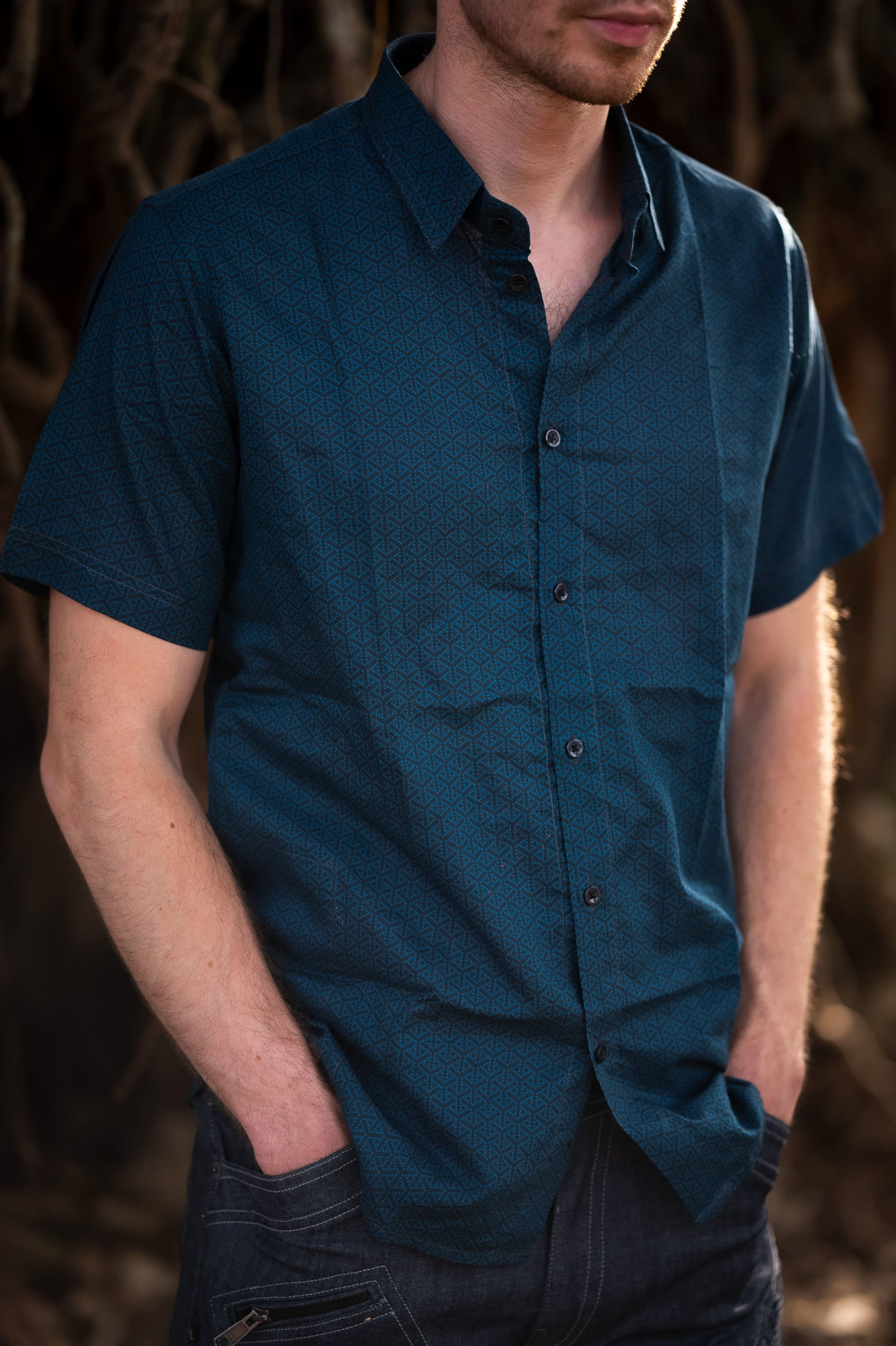 BLUE VORTEX - Bamboo Men's Short Sleeve Shirts