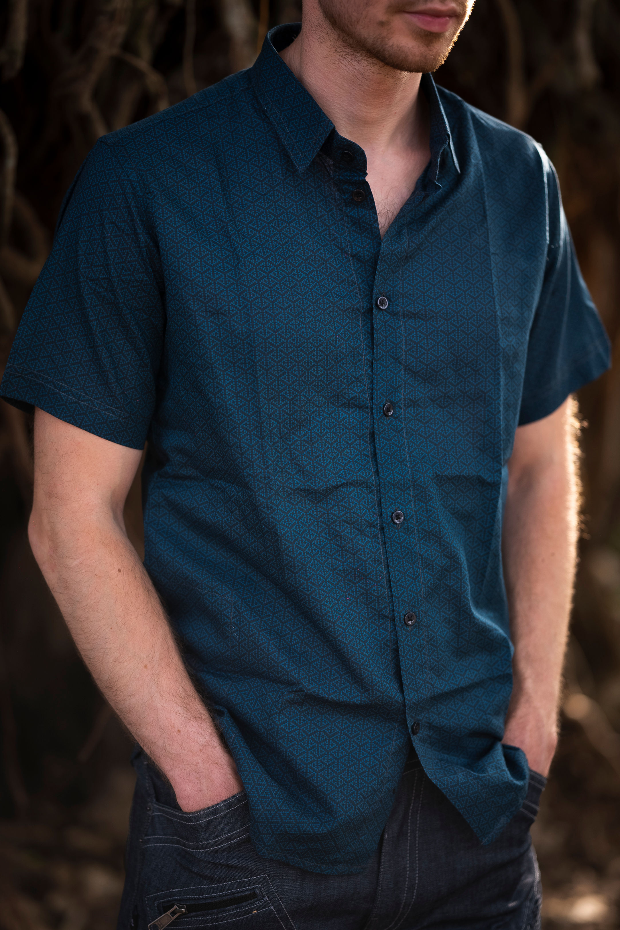 BLUE VORTEX - Cotton Men's Short-sleeve Shirts