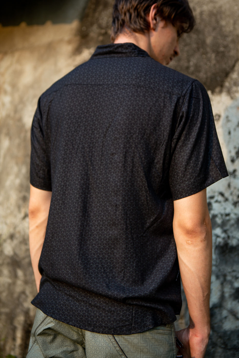 Thumbnail: ABSTRACT KNOT | Men's Viscose Shirts | Sacred Geometry Print Black Party Shirt