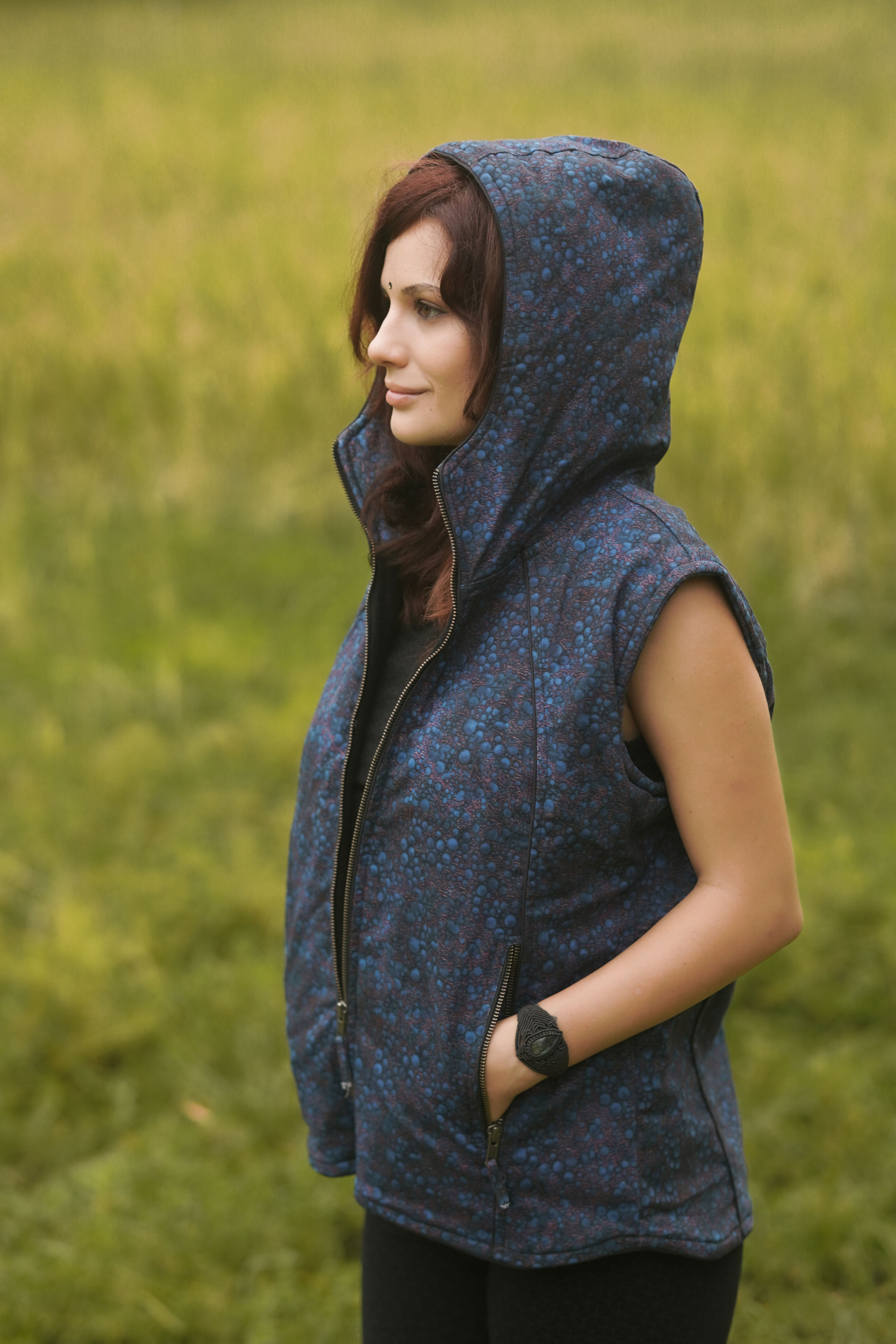 Blue occult women's vest jacket