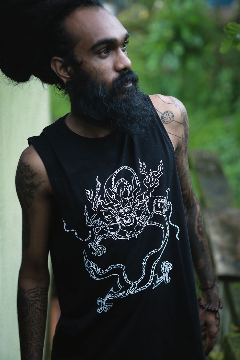 Thumbnail: GRIFFIN ROOTS | Men's Black Tank Shirt | Chinese Dragon Art UV React Print Vest