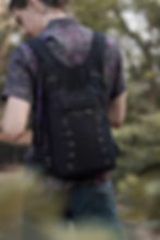 Multi purpose geometric print bag pack view from back