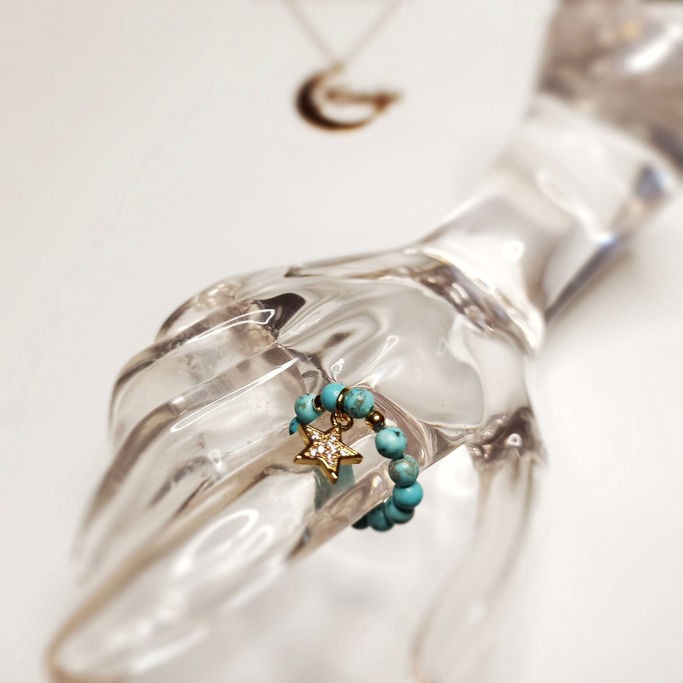 Miniature : Bague Stella Gold Howlite turquoise