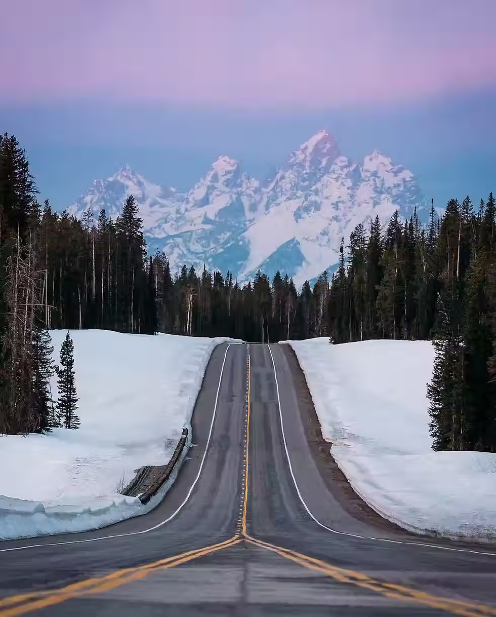 Wyoming road to mountains