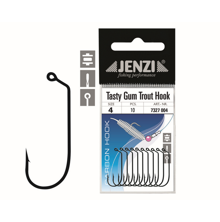 Jenzi Angelhaken Gummiköder Haken Angelhaken Forellenhaken Tasty Gum Trout Hook