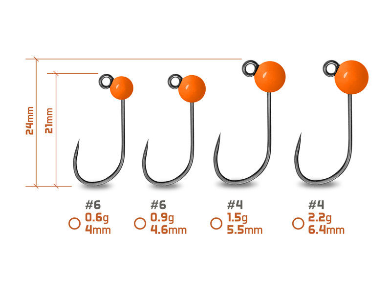 fluoreszierend orange  Größen Wolfram Micro Jig Delphin T-AREA BL / 5 Stück