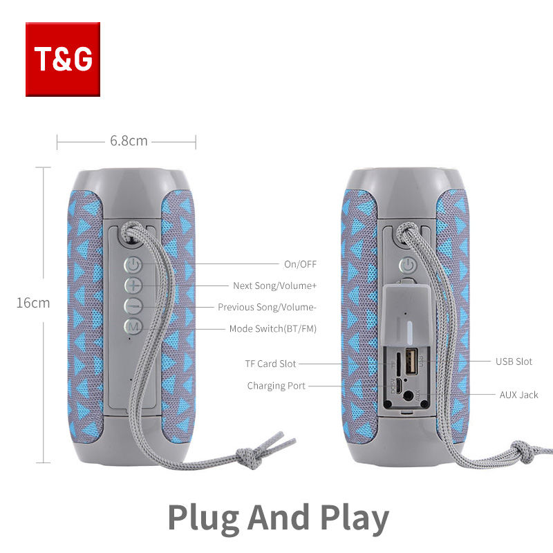 Thumbnail: Bluetooth Speaker T&G TG117 Portable TWS Sound Box Waterproof Loudspeaker Outdoo