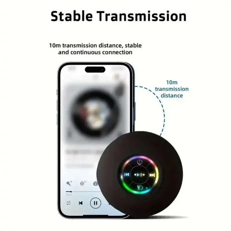 Thumbnail: HOMEFISH 2025 New bathroom waterproof wireless LED suction Cup Mini Bluetooth sp
