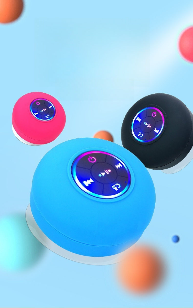 Thumbnail: HOMEFISH 2025 New bathroom waterproof wireless LED suction Cup Mini Bluetooth sp