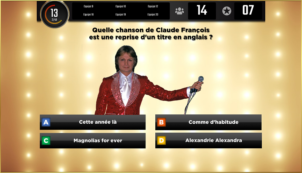 Exemple de questions lors d'une animation quiz et blind-test (la réponse est A - relisez bien la question)