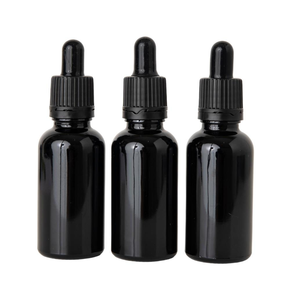 50ml Black Dropper Bottle with Black Caps