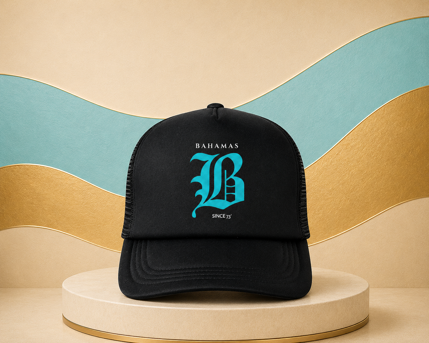 "B" Trucker Cap - Aqua