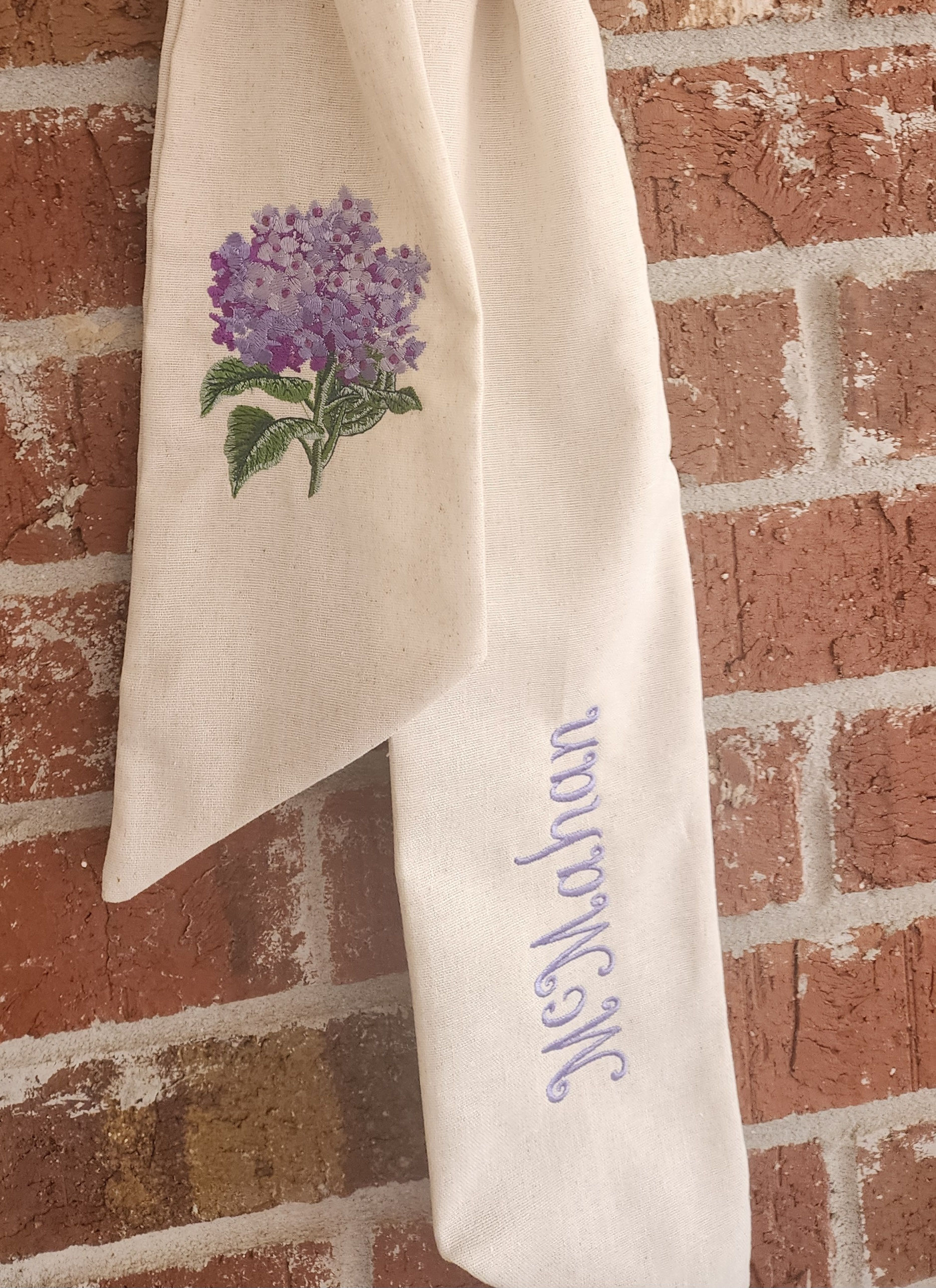 Hydrangea Wreath Sash. Personalized