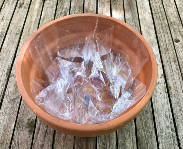 Line your pot and fill with water says Francesca Sharp Flowers