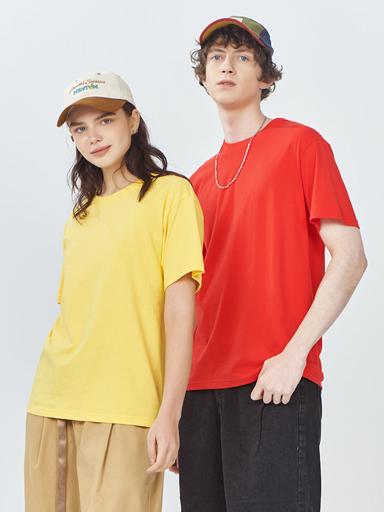 Thumbnail: 100% Cotton Solid Tshirts Men Woman Short Sleeve Fashion Brand Trend Casual Soft