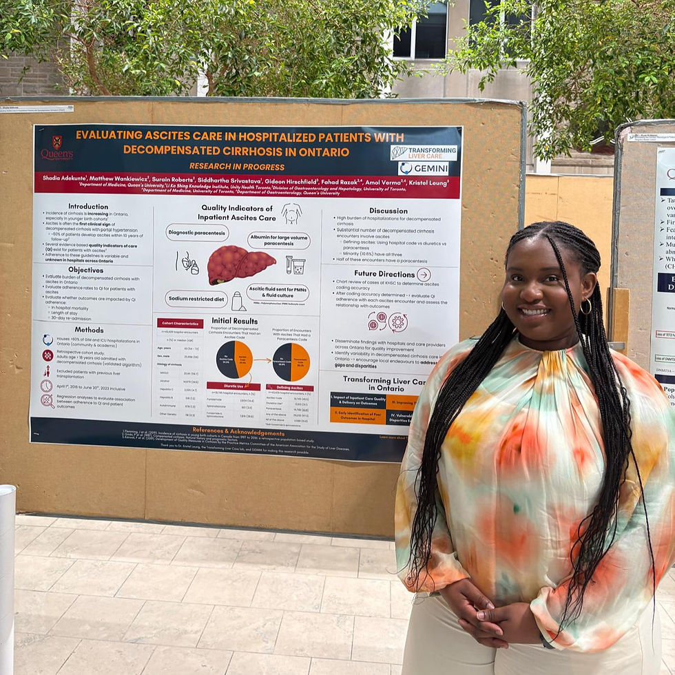 Queen's Resident Research Day - Exploring the Burden of Ascites in Ontario Decompensated Cirrhosis Patients with Shadia