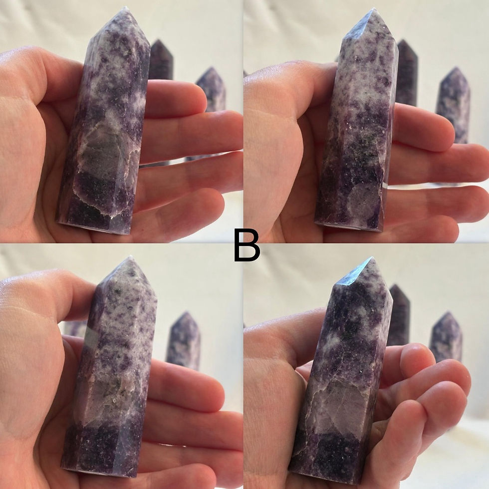 Thumbnail: A hand holding a Zebra Jasper Small Tower with text 