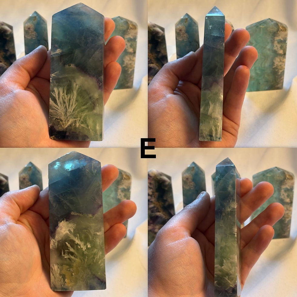 Thumbnail: Hand holding Fluorite stone with 