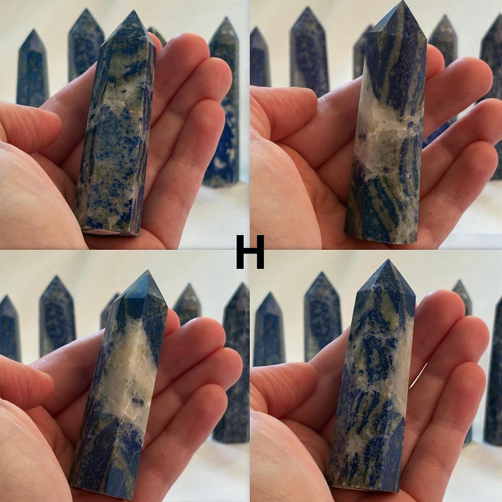 Thumbnail: Hand holding Lapis Lazuli Small Tower H, Close Up of 4 angle of that tower 