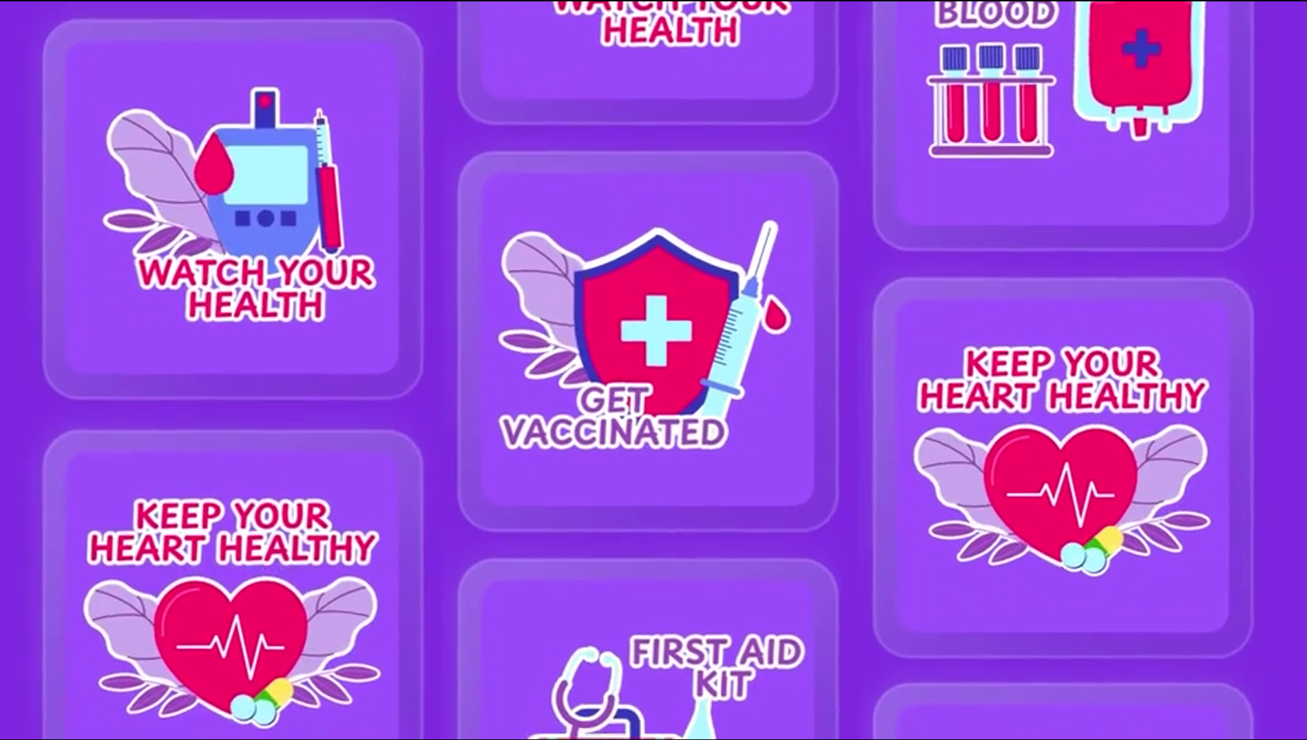 Animated Flat Design Healthcare Icon Set