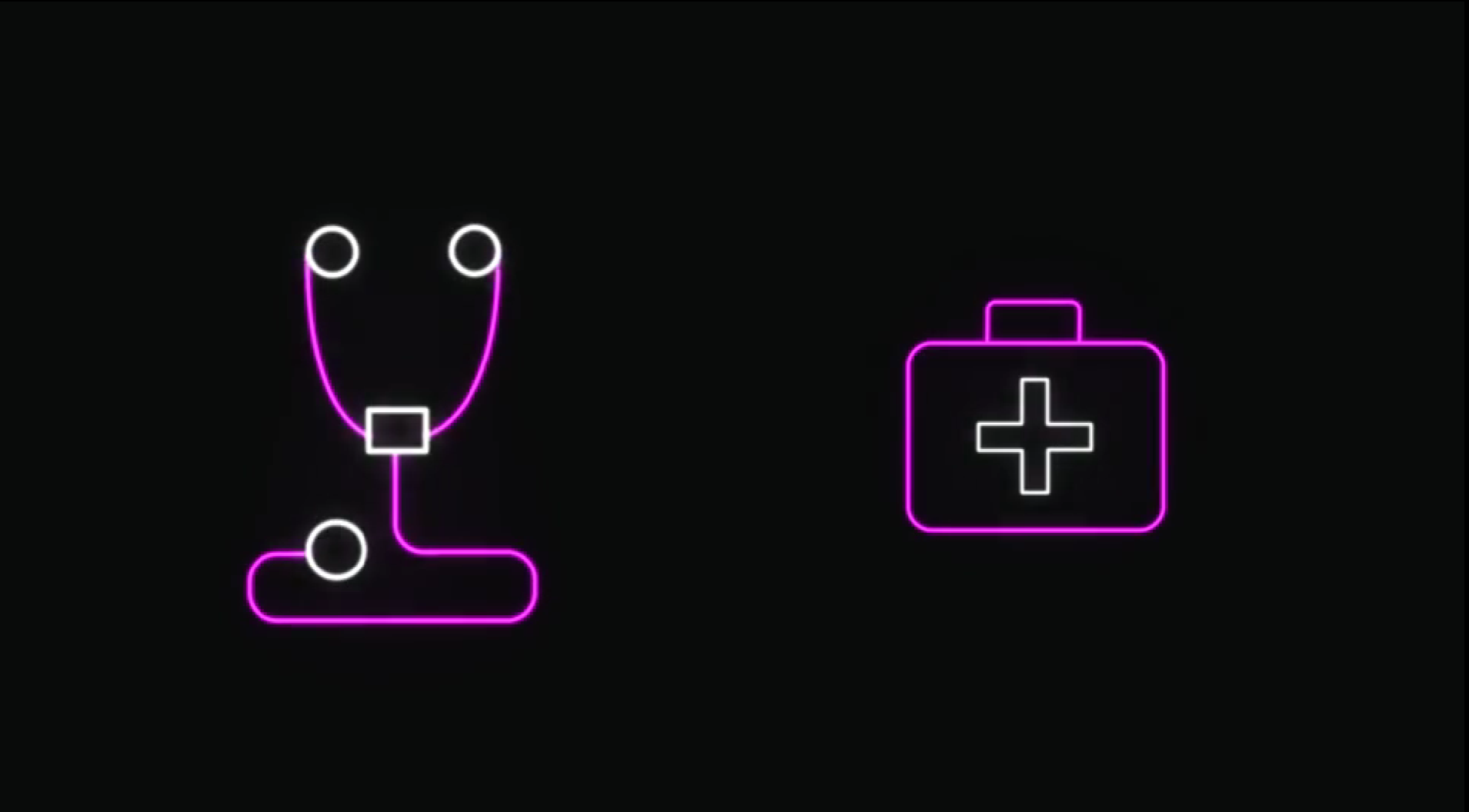 Vibrant Neon Line Art Medical Icons for Healthcare Videos
