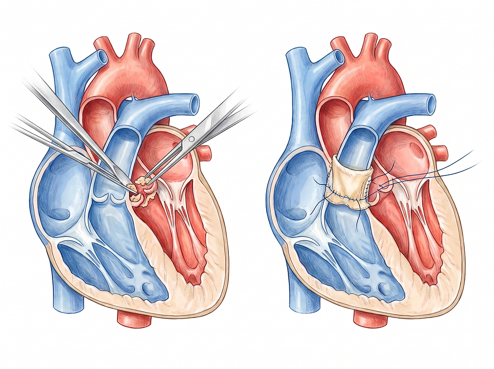 Surgical debridement and valve repair for infective endocarditis