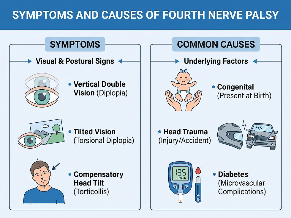 Symptoms and causes of fourth nerve palsy