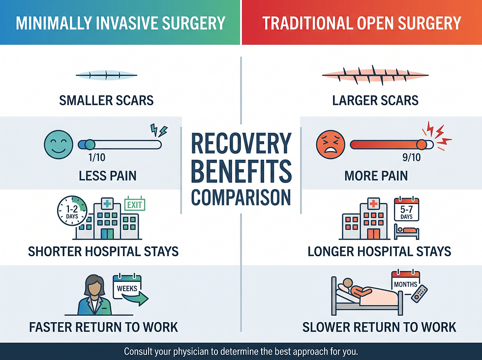 Minimally Invasive Surgery Recovery Benefits Infographic
