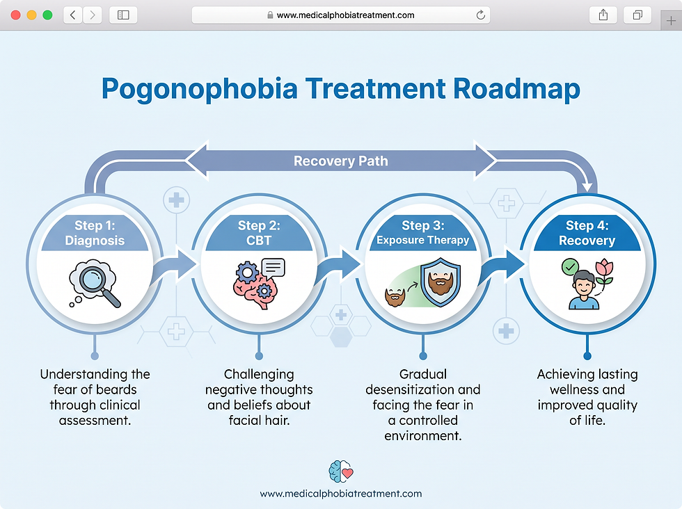 Pogonophobia treatment roadmap: CBT, exposure therapy, and long-term recovery