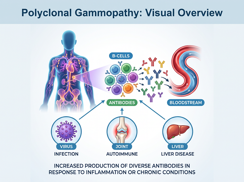 Polyclonal gammopathy visual overview and immune response