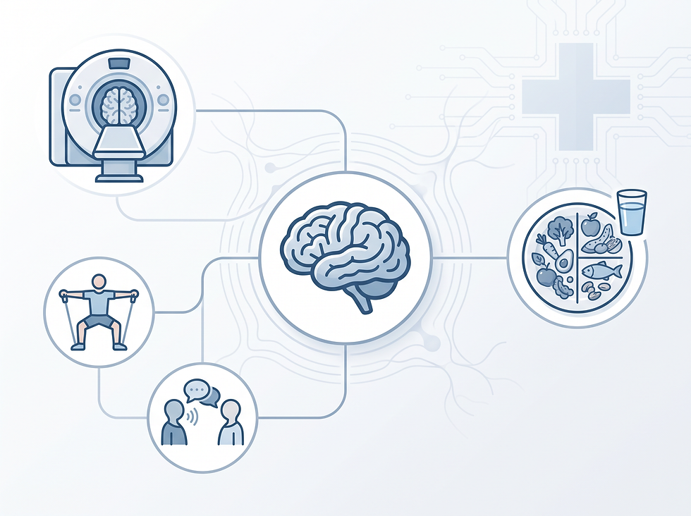 Holistic approach to brain health: medical imaging, physical and speech therapy, and a healthy diet