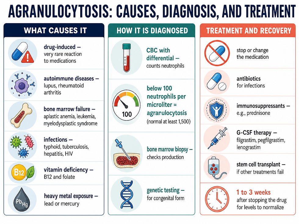 Agranulocytosis: causes, diagnosis, and treatment