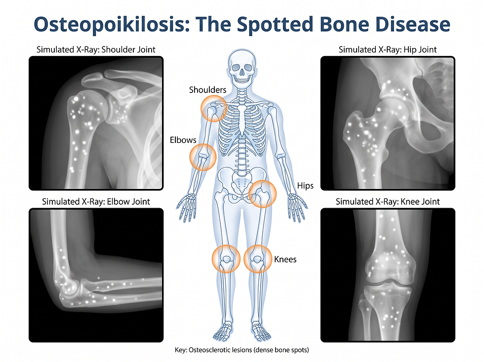 Osteopoikilosis anatomy and X-ray visualization