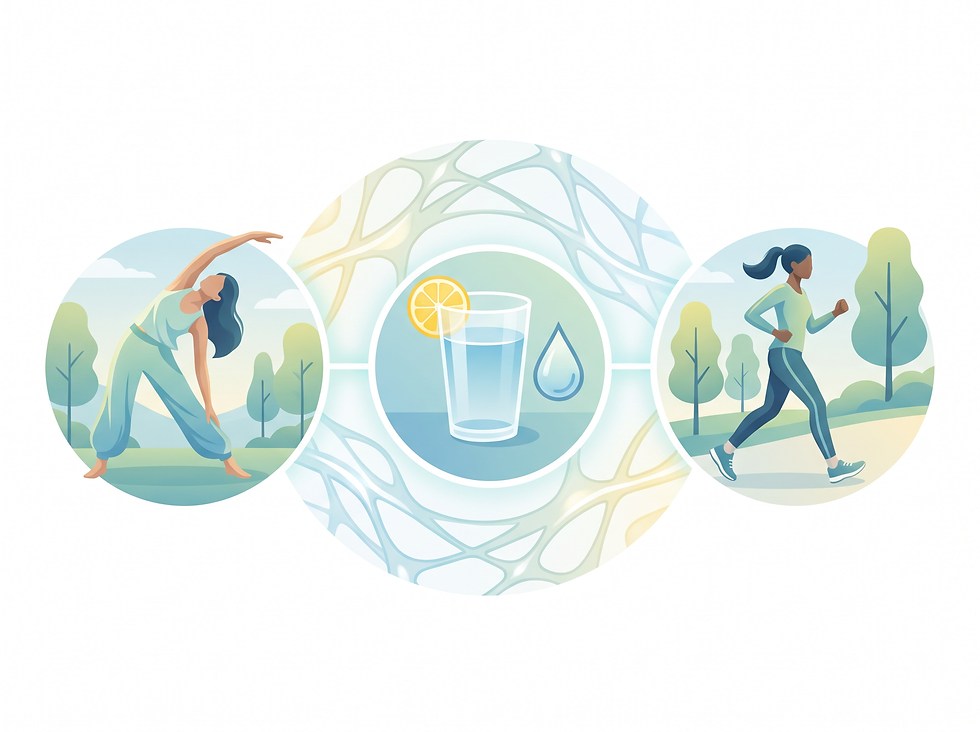 Core pillars of fascial health: stretching, hydration, and regular physical activity