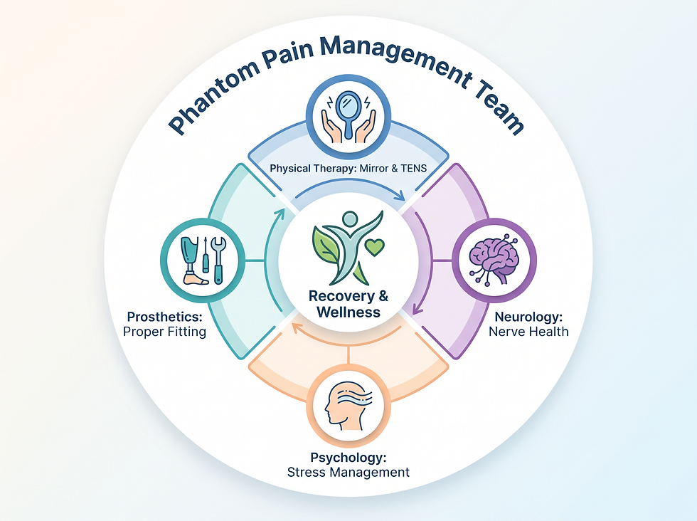 Care roadmap for phantom limb pain and amputation recovery management