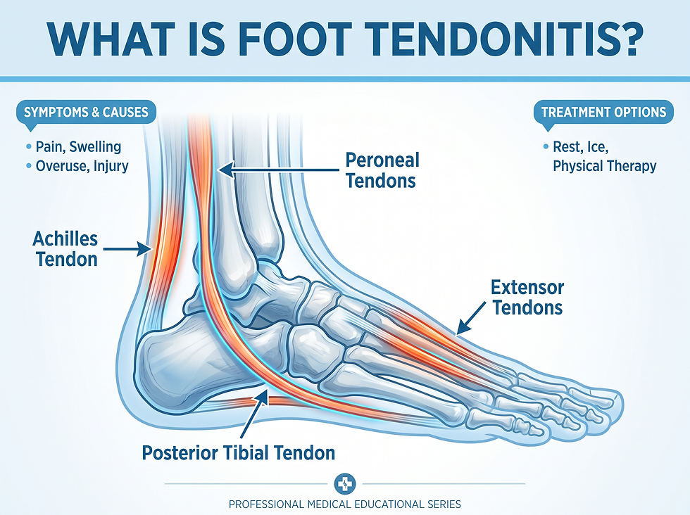 What is foot tendonitis: anatomy and types of tendons affected