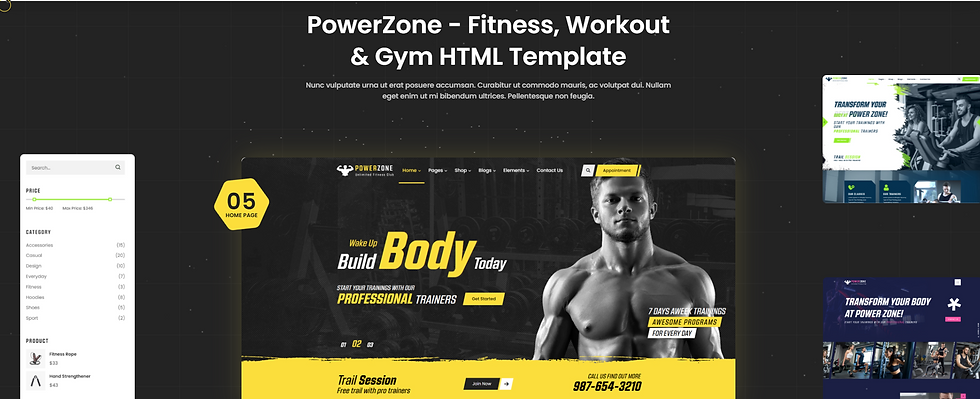 Thumbnail: Fitness, Workout & Gym Figma Template